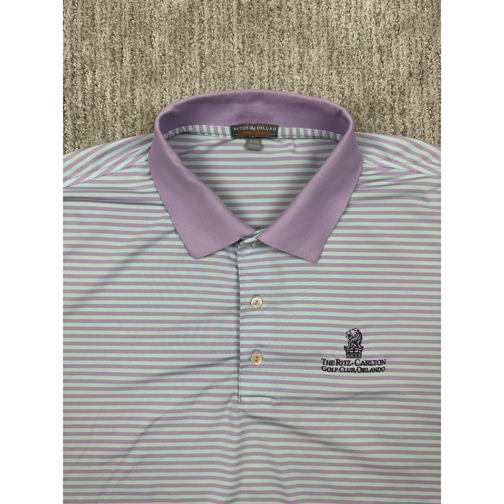 Ritz Carlton Orlando Peter Millar Summer Comfort Polo Shirt Mens 2XL Striped